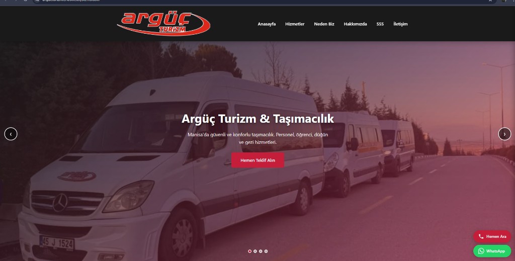 Turizm Taşımacılık Sitesi ekran görüntüsü